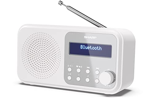SHARP DR-P420 Portables Digitalradio (DAB/DAB+/FM mit RDS, USB, Bluetooth 5.0, 3,5mm Klinke Wecker-Funktionen), Weiß von SHARP