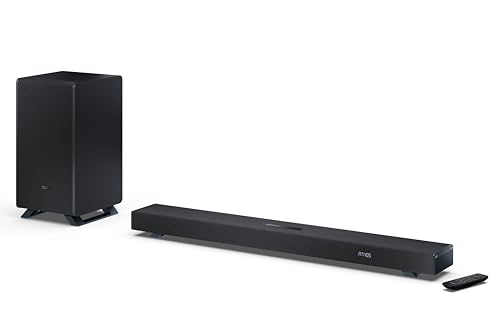 SHARP HT-SBW53121(BK) 3.1.2 Dolby Atmos / DTS:X® Soundbar mit drahtlosem Subwoofer, 550W, USB, Bluetooth, HDMI, AUX-In (3,5mm), schwarz von SHARP