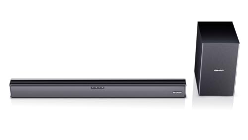 SHARP HTSBW182 2.1 Soundbar 160W (USB, Bluetooh, HDMI, Optisch, AUX-In (3,5mm), Breite: 74cm), drahtloser Subwoofer, schwarz von SHARP