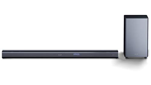 SHARP HTSBW800 5.1.2 Soundbar 570W (USB, Bluetooth, 2x HDMI, Optisch, AUX-In (3,5mm), 4K, Koaxial, Breite: 120cm) mit Dolby Atmos, drahtloser Subwoofer , schwarz von SHARP