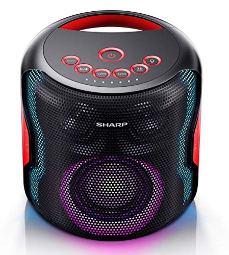 SHARP PS-919 (BK) Partylautsprecher, 14 Stunden Wiedergabezeit, Bluetooth, TWS: Koppeln eines weiteren Gerätes, Multicolor-Lichtshow mit verschiedenen Modi, Ultra-Bass-Einstellung, 130 Watt, schwarz von SHARP