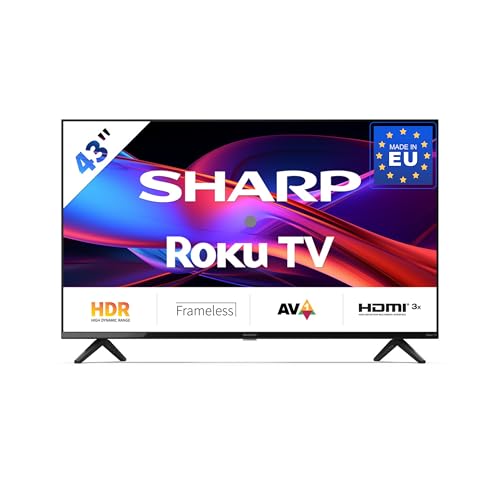 Sharp 43GD2225E - 43 Zoll Fernseher (108 cm) Full HD Roku TV - Multimedia Streaming LED Smart TV ohne Rahmen (HDR10, AV1-Codec, 3 HDMI, Receiver, WLAN) - Netflix, Prime, Disney+, Apple TV von SHARP