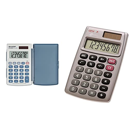 Sharp EL-243S Taschenrechner (8 Stellen, Solar- und Batteriebetrieb) Weiß & Genie 510 8-stelliger Taschenrechner (Dual-Power (Solar und Batterie); kompaktes Design) grau von SHARP