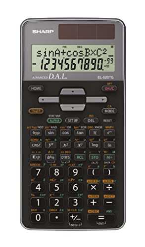 Sharp EL-520 TG-GY Wissenschaftlicher Schulrechner (2-zeilige Anzeige, D.A.L.-Eingabe, Solar- und Batteriebetrieb) Silber von SHARP