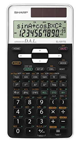 Sharp EL-531 TG-WH Wissenschaftlicher Schulrechner (2-zeilige Anzeige, D.A.L.-Eingabe, Solar- und Batteriebetrieb) Weiß von SHARP