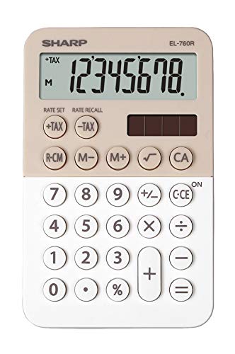 Sharp EL-760 R Taschenrechner, 8-stellig, 3 Tasten-Speicher, Solar-/Batteriebetrieben, Latte von SHARP