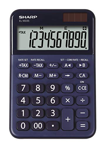 Sharp EL-M 335 Taschenrechner, abgewinkelte Anzeige, Solar-/batteriebetrieben, blau von SHARP