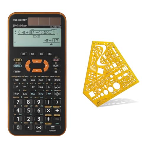Sharp EL-W531 XG-YR Wissenschaftlicher Schulrechner (4-zeilige Anzeige, WriteView, D.A.L.-Eingabe) Orange & Casio FX-82MS-2 Wissenschaftlicher Taschenrechner, Batteriebetrieb, grau von SHARP