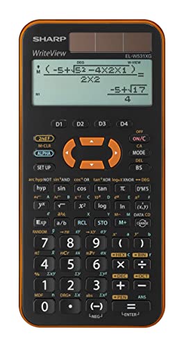 Sharp EL-W531 XG-YR Wissenschaftlicher Schulrechner (4-zeilige Anzeige, WriteView, D.A.L.-Eingabe) Orange von Sharp