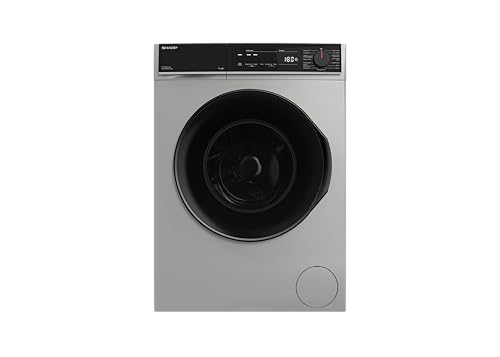 Sharp ES-PRO014SA-DE Waschmaschine Frontlader, 10kg, 1400U/min, Inverter, 15 Programme inklusive 60 Minuten Kurzprogramm, Dampffunktion, WiFi, AquaStop, Silber von SHARP