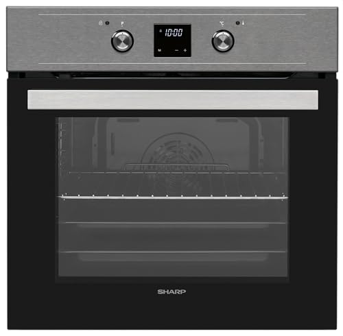 Sharp K-61DX28AM0-EU Einbau-Elektro-Backofen mit 68 L auf 5 Ebenen, Pyrolyse Selbstreinigung, 7 Heizarten (Heißluft), Dark Inox von SHARP