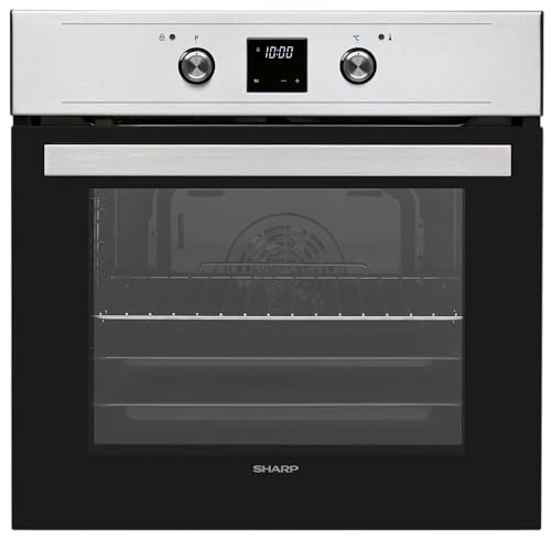 Sharp K-61DX28IM0-EU Einbau-Elektro-Backofen mit 68 L auf 5 Ebenen, Pyrolyse Selbstreinigung, 7 Heizarten (Heißluft), Edelstahl von SHARP