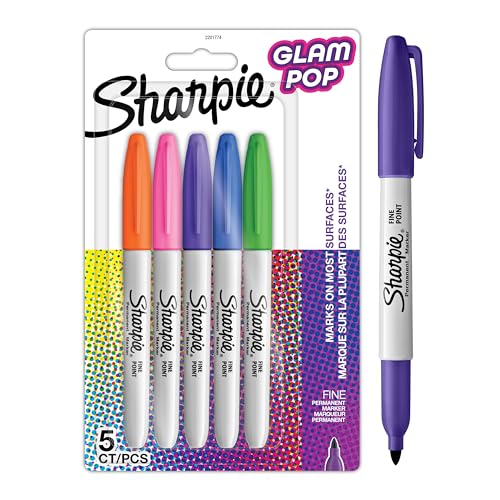 SHARPIE Glam Pop-Permanentmarker | feine Spitze für klare Details | 5 Markierstifte von SHARPIE