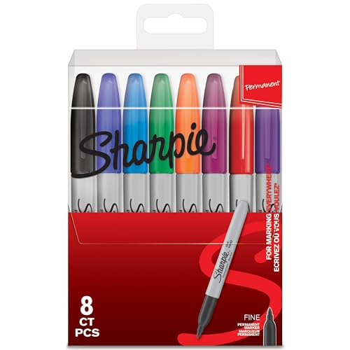 SHARPIE Permanent Marker, Marker Stifte mit feiner Spitze, gemischte Farben, 8 Stück von SHARPIE