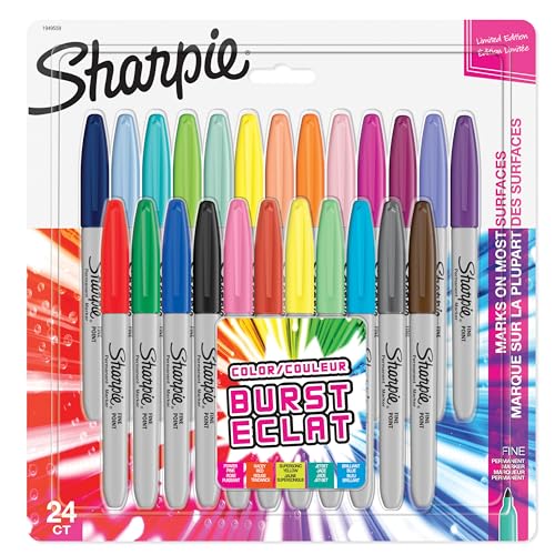 SHARPIE Permanent Marker | Marker Stifte mit feiner Spitze | gemischte Color Burst- und Originalfarben | 24 Stück Market Set von SHARPIE