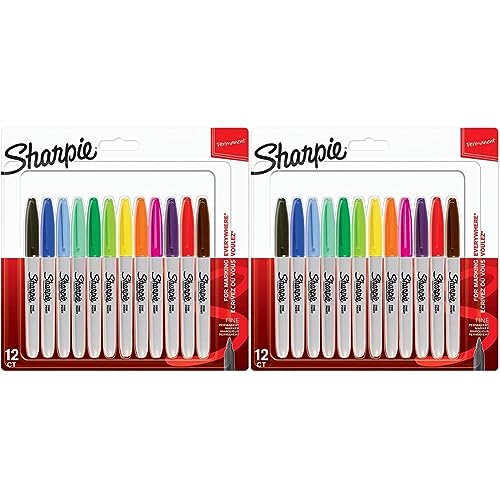 SHARPIE Permanent Marker | Marker Stifte mit feiner Spitze | gemischte Farben | 12 Stück Market Set (Packung mit 2) von SHARPIE