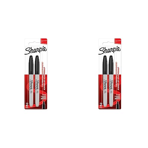 SHARPIE Permanent Marker | Marker Stifte mit feiner Spitze | schwarz | 2 Stück (Packung mit 2) von SHARPIE