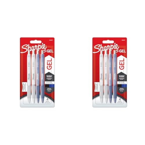 SHARPIE S-Gel | Gelschreiber | Mittlere Spitze (0,7 mm) | Schäfte In Eisblau Und PerlweiÃŸ | Schwarze Und Blaue Tinte | 4 Stück (Packung mit 2) von SHARPIE