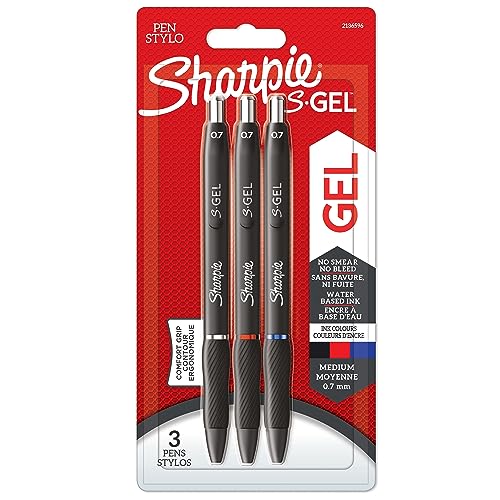 SHARPIE S-Gel Gelstifte | mittlere Spitze (0,7 mm) | Gelschreiber mit Schwarzer, blauer & roter Tinte | 3 Stück von SHARPIE