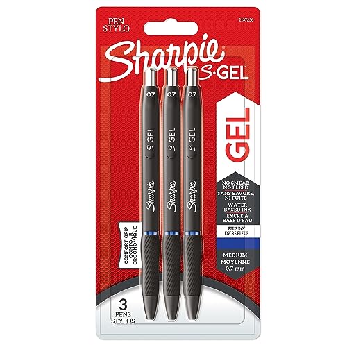 SHARPIE S-Gel Gelstifte | mittlere Spitze (0,7 mm) | Gelschreiber mit blauer Tinte | 3 Stück von SHARPIE