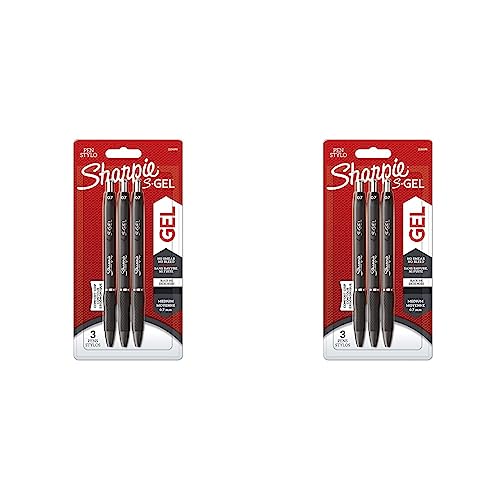 SHARPIE S-Gel Gelstifte | mittlere Spitze (0,7 mm) | Gelschreiber mit schwarzer Tinte | 3 Stück (Packung mit 2) von SHARPIE