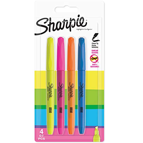 Sharpie Accent Pocket Textmarker | Keilspitze | sortierte fluoreszierende Farben | 4 Stück von SHARPIE