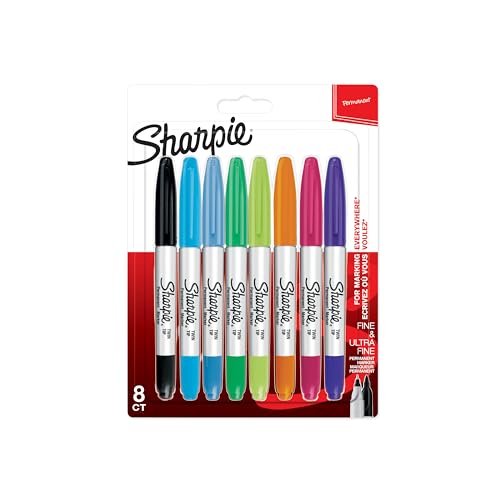 Sharpie Doppelseitiger Permanent Marker | Marker Stifte mit Doppelspitze (Fein & ultrafein) | gemischte Farben | 8 Stück von SHARPIE