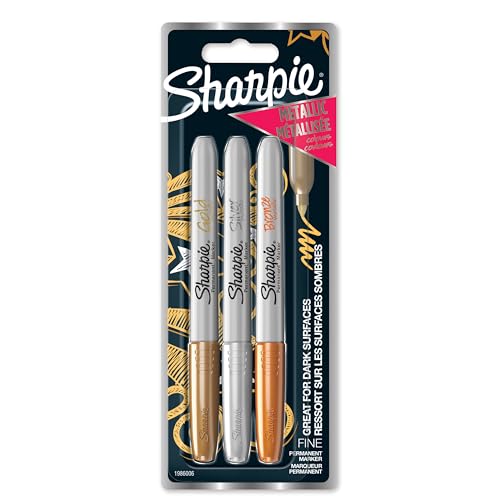 Sharpie Metallic-Permanentmarker , feine Spitze , Gold, Silber & Bronze Tinte , 3 Marker Stifte von SHARPIE