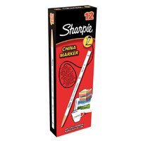 Sharpie Peel-Off-Porzellanmarker | feine Spitze | Weiß | Schreibt auf Glas, Porzellan und Plastik | 12 Stück Wachsmarker von SHARPIE