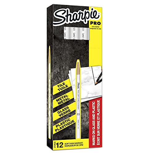 Sharpie Peel-Off-Porzellanmarker | feine Spitze | Weiß | Schreibt auf Glas, Porzellan und Plastik | 12 Stück Wachsmarker von SHARPIE