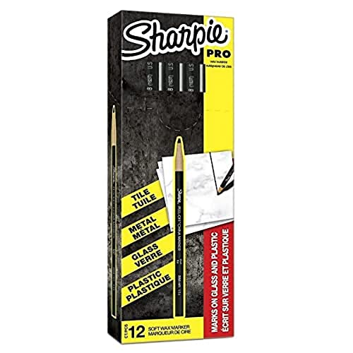 Sharpie Peel-Off-Porzellanmarker | feine Spitze | schwarz | Schreibt auf Glas, Porzellan und Plastik | 12 Stück Wachsmarker von SHARPIE