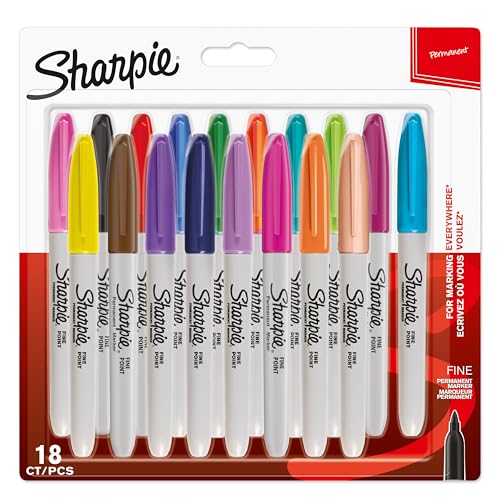 SHARPIE Permanent Marker, Marker Stifte mit feiner Spitze, gemischte Farben, 18 Stück Market Set von SHARPIE