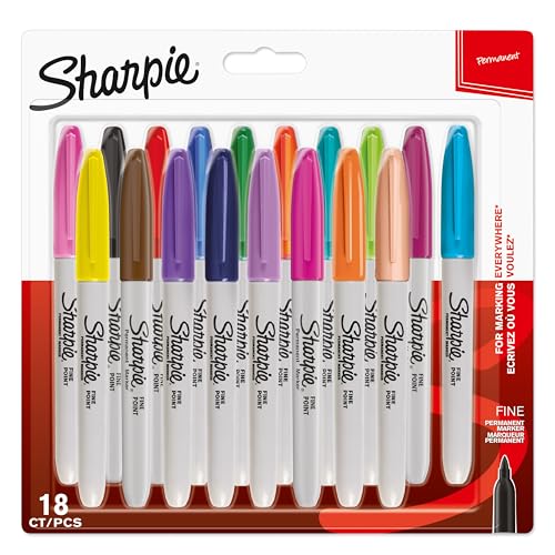 Sharpie Permanent Marker, Marker Stifte mit feiner Spitze, gemischte Farben, 18 Stück Market Set von SHARPIE