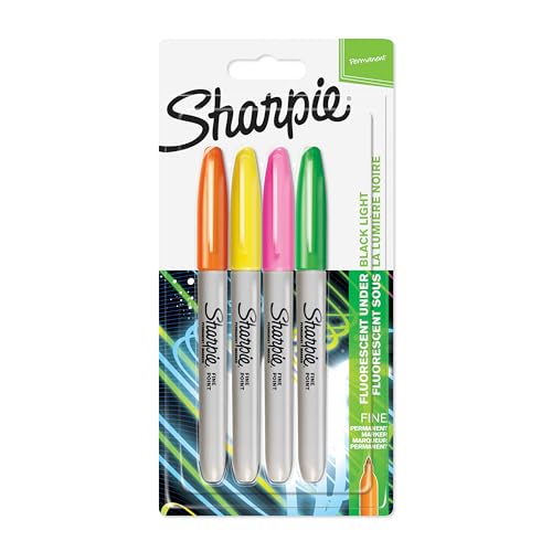 Sharpie Permanent-Marker, feine Spitze 4 Stück Assorted Neon Colours von SHARPIE