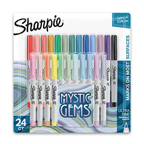 Sharpie Permanent Markers, Ultra Fine Point, Featuring Mystic Gem Color Markers, Assorted, 24 Count von SHARPIE