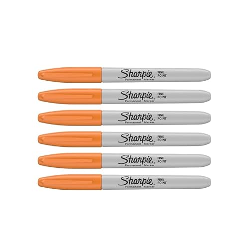 Sharpie Permanentmarker, feine Spitze, Orange, 6 Stück von SHARPIE