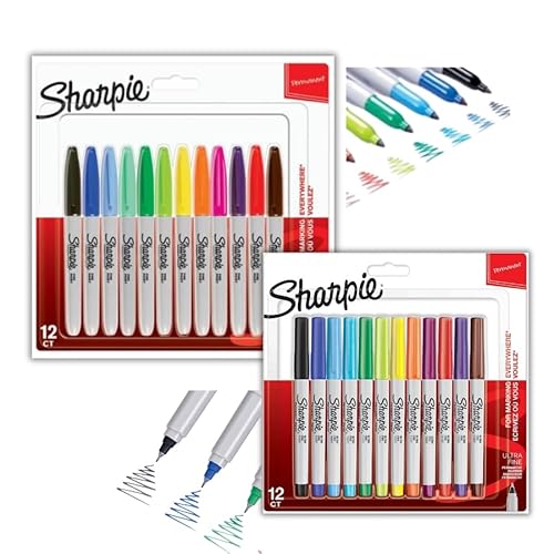 Sharpie Permanentmarker | feine Spitze für kräftige Details und ultrafeine Spitze | 2x 12 Stück von Sharpie