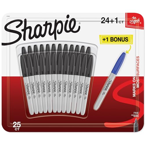 Sharpie Permanentmarker mit feiner Spitze, 25 Stück, schwarz von SHARPIE