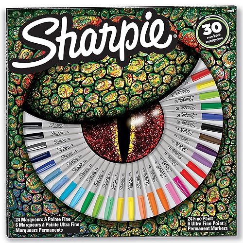 Sharpie Permanentmarkerset, exklusive Farben, feine und ultrafeine Spitzen, 30 Stück von SHARPIE