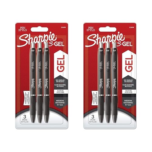 Sharpie S-Gel Gelschreiber, mittlere Spitze (0,7 mm), schwarze Tinte, 2 Stück von SHARPIE