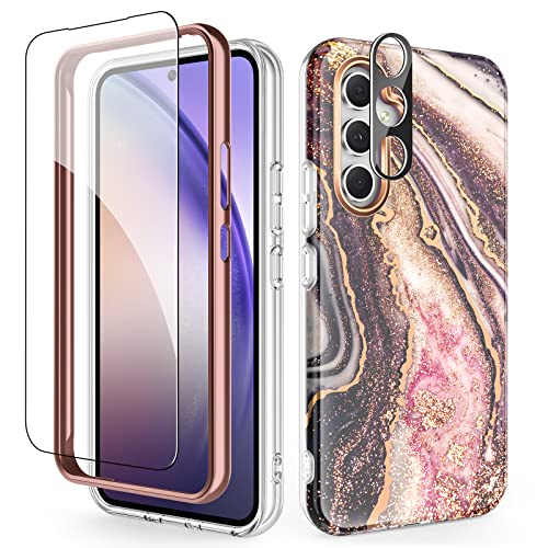 SHEDEER Samsung A54 5G Hülle mit Kameraschutz + Schutzfolie + Stoßfänger Samsung Galaxy A54 5G Hülle Schick 360 Grad Handyhülle für Samsung A54 5G Stoßfest Kratzfest Hülle A54 5G Case 6.4'' Schwarz von SHEDEER