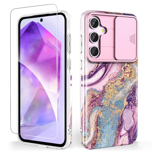 SHEDEER für Samsung Galaxy A55 5G Hülle mit Schieberegler Kameraabdeckung + Schutzfolie, Ultradünn Leicht Stoßfest Schutz, Glänzend Fade-Resistant Design Handyhülle (Lila) SHEDEER für Samsung Galaxy A55 5G Hülle mit Schieberegler Kameraabdeckung + Schutzfolie, Ultradünn Leicht Stoßfest Schutz, Glänzend Fade-Resistant Design Handyhülle (Lila) von SHEDEER