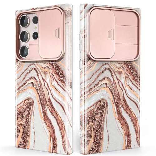 SHEDEER Samsung S23 Ultra Hülle mit Kameraschutz Schieber Samsung Galaxy S23 Ultra Hülle Schick Schlank Leicht Handyhülle für Samsung S23 Ultra Stoßfest Kratzfest TPU S23 Ultra Hülle 6.8'' Roségold von SHEDEER