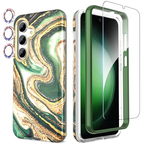 SHEDEER 4-in-1 Samsung S24 Plus Hülle mit Schutzfolie + Stoßfänger & Kameraschutz | Militärischer Stoßfest 360°-Schutz, Galaxy S24 Plus Hülle Glänzend Fade-Resistant Muster-Design Handy Case (Grün) SHEDEER 4-in-1 Samsung S24 Plus Hülle mit Schutzfolie + Stoßfänger & Kameraschutz | Militärischer Stoßfest 360°-Schutz, Galaxy S24 Plus Hülle Glänzend Fade-Resistant Muster-Design Handy Case (Grün) von SHEDEER