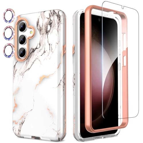 SHEDEER 4-in-1 Samsung Galaxy S24 Plus Hülle mit Schutzfolie + Stoßfänger & Kameraschutz | Militärischer Stoßfest 360°-Schutz, S24 Plus Hülle Glänzend Fade-Resistant Muster-Design Handy Case (Marmor) SHEDEER 4-in-1 Samsung Galaxy S24 Plus Hülle mit Schutzfolie + Stoßfänger & Kameraschutz | Militärischer Stoßfest 360°-Schutz, S24 Plus Hülle Glänzend Fade-Resistant Muster-Design Handy Case (Marmor) von SHEDEER