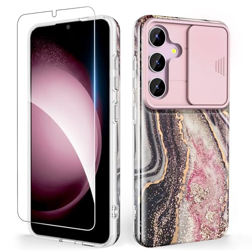 SHEDEER für Samsung S24 Plus Hülle mit Schieberegler Kameraabdeckung + Schutzfolie, Samsung Galaxy S24 Plus Hülle Ultradünn Leicht, Glänzend Fade-Resistant Muster-Design Handy Case (Schwarz) SHEDEER für Samsung S24 Plus Hülle mit Schieberegler Kameraabdeckung + Schutzfolie, Samsung Galaxy S24 Plus Hülle Ultradünn Leicht, Glänzend Fade-Resistant Muster-Design Handy Case (Schwarz) von SHEDEER