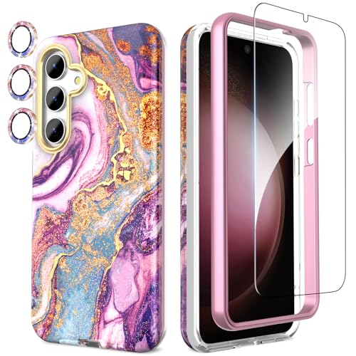 SHEDEER 4-in-1 Samsung Galaxy S24 Plus Hülle mit mit Schutzfolie + Kameraschutz, Stoßfest TPU-Stoßfänger | Militärischer 360°-Schutz, Glänzend Fade-Resistant Muster-Design Handyhülle (Lila) SHEDEER 4-in-1 Samsung Galaxy S24 Plus Hülle mit mit Schutzfolie + Kameraschutz, Stoßfest TPU-Stoßfänger | Militärischer 360°-Schutz, Glänzend Fade-Resistant Muster-Design Handyhülle (Lila) von SHEDEER