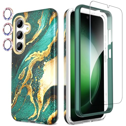SHEDEER 4-in-1 Samsung S24 Plus Hülle mit Schutzfolie + Stoßfänger & Kameraschutz | Militärischer Stoßfest 360°-Schutz, Galaxy S24 Plus Hülle Glänzend Fade-Resistant Muster-Design Handy Case (Grün) SHEDEER 4-in-1 Samsung S24 Plus Hülle mit Schutzfolie + Stoßfänger & Kameraschutz | Militärischer Stoßfest 360°-Schutz, Galaxy S24 Plus Hülle Glänzend Fade-Resistant Muster-Design Handy Case (Grün) von SHEDEER