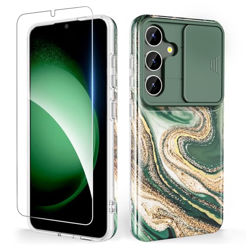 SHEDEER für Samsung S24 Plus Hülle mit Schieberegler Kameraabdeckung + Schutzfolie, Samsung Galaxy S24 Plus Hülle Ultradünn Leicht, Glänzend Fade-Resistant Muster-Design Handy Case (Grün) SHEDEER für Samsung S24 Plus Hülle mit Schieberegler Kameraabdeckung + Schutzfolie, Samsung Galaxy S24 Plus Hülle Ultradünn Leicht, Glänzend Fade-Resistant Muster-Design Handy Case (Grün) von SHEDEER
