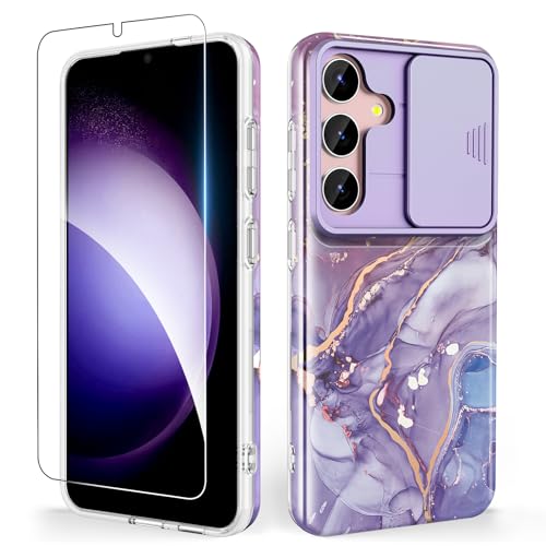 SHEDEER für Samsung Galaxy S25 Hülle mit Schieberegler Kameraabdeckung + Schutzfolie, Ultradünn Leicht Stoßfest Schutz, Glänzend Fade-Resistant Design Handyhülle (Lila) SHEDEER für Samsung Galaxy S25 Hülle mit Schieberegler Kameraabdeckung + Schutzfolie, Ultradünn Leicht Stoßfest Schutz, Glänzend Fade-Resistant Design Handyhülle (Lila) von SHEDEER